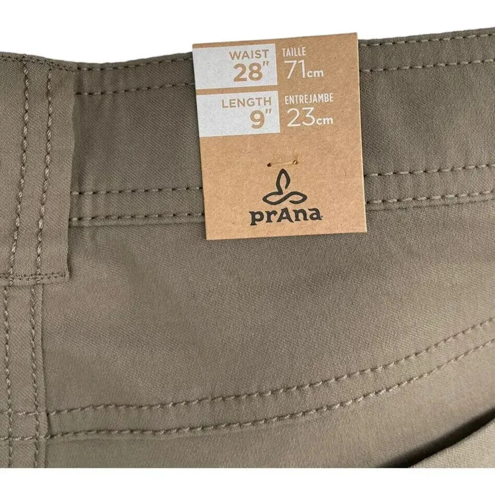 Prana Men's Shorts Stretch Brion Size 28 Dark Brown Quick Dry 9" length UPF 50 - Picture 4 of 8